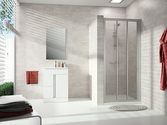 Bild von Hüppe Alpha 2 Gleittür, 2-teilig, mit festem Segment, 980x2000mm, vollgerahmt, A22218, Duschkabinen: Profilfarbe silber matt Glas ESG klar