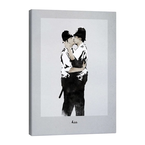 Bild von Posterlounge Leinwandbild Editors Choice, Banksy - Kissing Cops, Modern Malerei