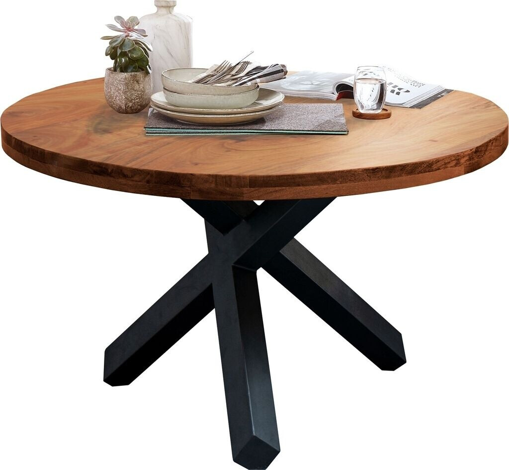 Bild von G+K Möbelvertriebs GmbH Esstisch PURMANI, Ø 130 cm, massives Akazienholz, Metall