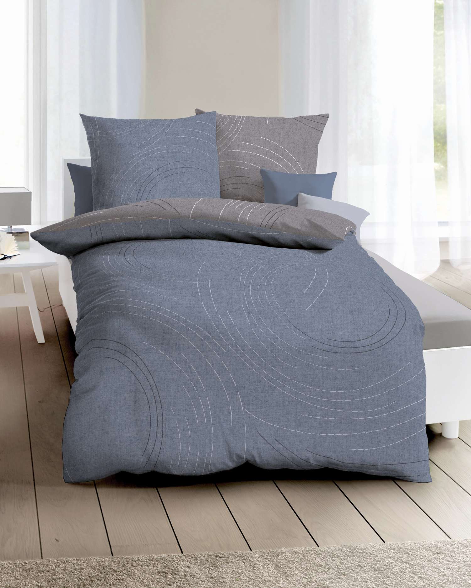 Bild von Kaeppel Wendebettwäsche "Jaro in Mako Satin und Biber (Flanell) Qualität, 100% Baumwolle, Bett- und Kopfkissenbezug mit Reißverschluss, Satin mit seidigem Glanz, Winter- und Sommerbettwäsche, ganzjährig einsetzbar", (2 tlg.)