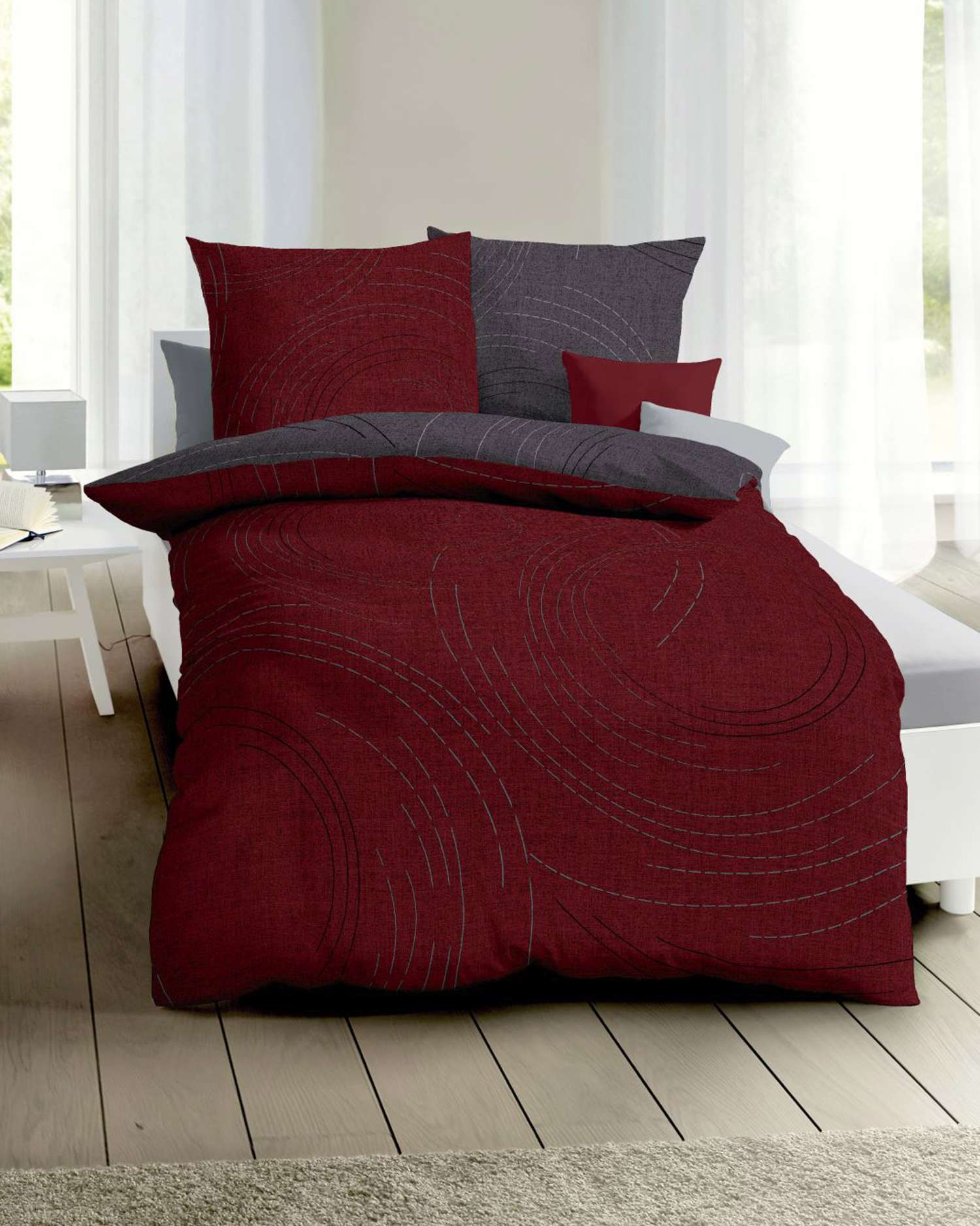 Bild von Kaeppel Wendebettwäsche "Jaro in Mako Satin und Biber (Flanell) Qualität, 100% Baumwolle, Bett- und Kopfkissenbezug mit Reißverschluss, Satin mit seidigem Glanz, Winter- und Sommerbettwäsche, ganzjährig einsetzbar", (2 tlg.)
