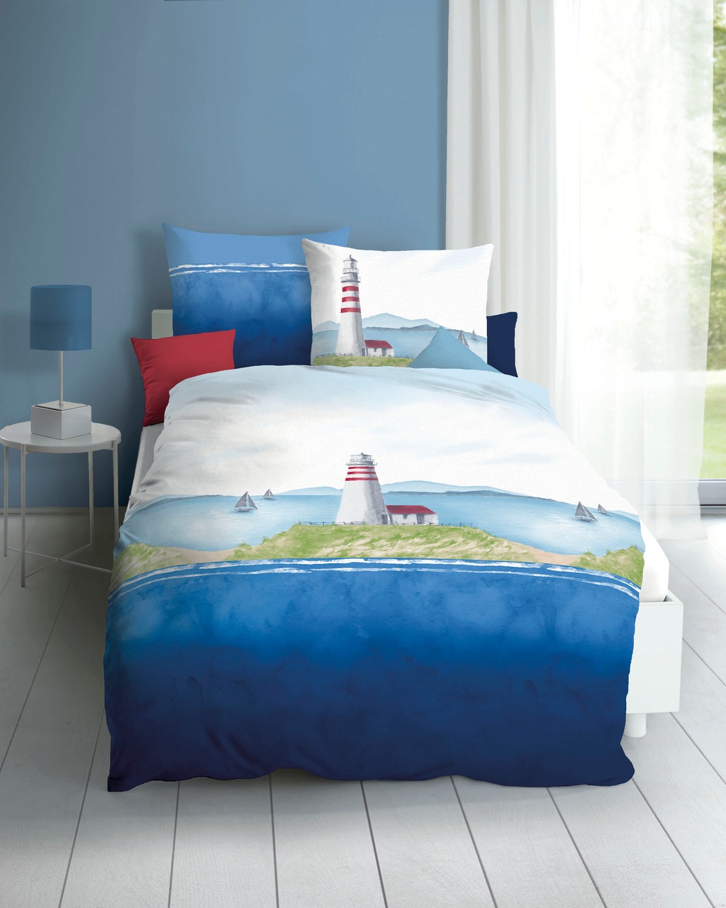 Bild von Kaeppel Bettwäsche Lighthouse 100% Baumwolle Seersucker (278) (1 x 80x80 + 1 x 155x220 cm)