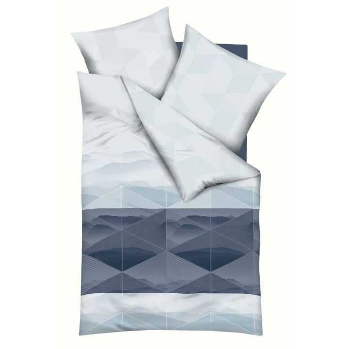 Bild von Kaeppel Mako Satin Wende Bettwäsche Dreiecke Perspective Hellblau 155x220 cm + 80x80 cm