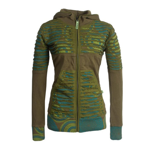 Bild von Vishes Kapuzensweatjacke Hoodie Kapuzenjacke mit Cutwork Patchwork