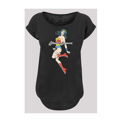 Bild von F4NT4STIC Wonder Woman Jump -blk Mit Ladies Long Slub Tee für Damen - 4XL