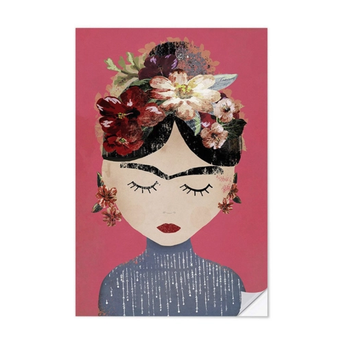 Bild von Frida mit Blumenkranz Wandsticker von treechild