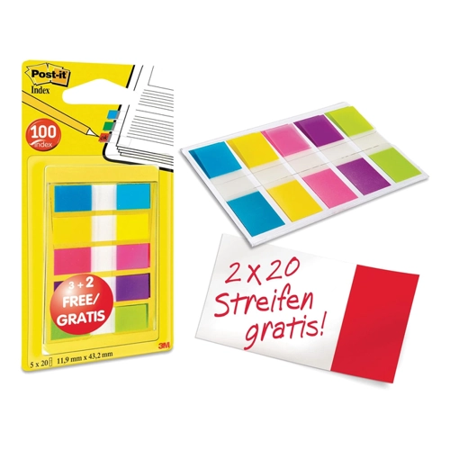 Bild von Index STRONG - 16 x 38 mm, sortiert, 4x 10 Streifen, türkis, grün, gelb, rot
