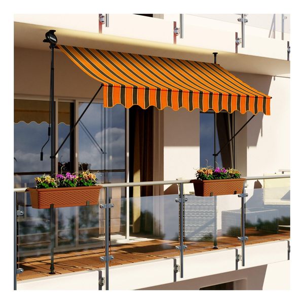 Bild von Swing&Harmonie LED - Markise mit Kurbel Klemmmarkise Balkonmarkise mit Beleuchtung und Solarmodul Fallarm Markise Sonnenschutz Terrasse Balkon - versch. Ausführungen