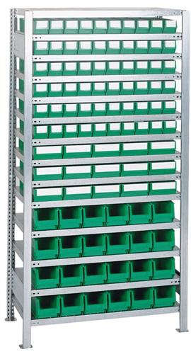 Bild von Quality, Kellerregal, Steckregal H2000xB1000xT400mm Grundregal 14 Stahlböden 60 x 3, 15 x 4 blau 24 x MK4 blau