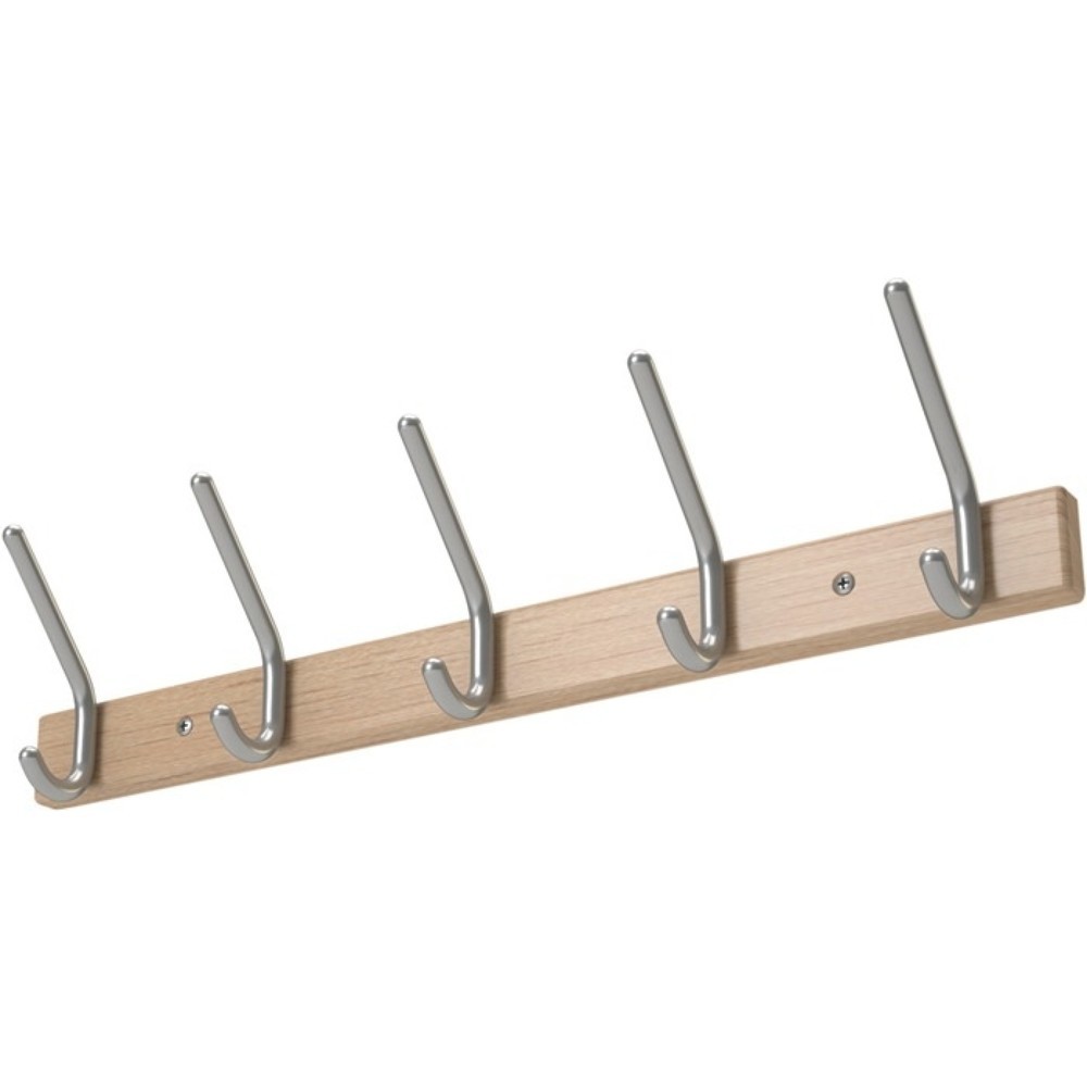 Bild von HP Autozubehör, Garderobe + Kleiderhaken, Wandgarderobe Holzprofil Buche 7 Hut-/7 Mantelhaken Länge 1000 mm Hakenabstand 150 mm Haken Alu
