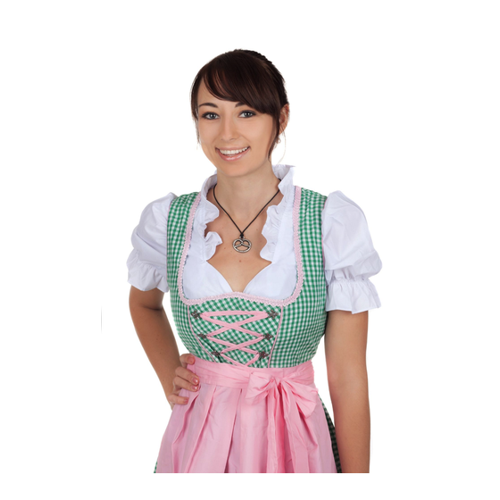Bild von Midi Dirndl in Grün Kariert mit Rosa Schürze von Edelnice