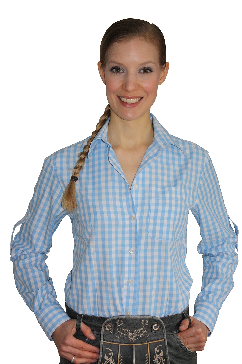 Bild von Damen Trachtenhemd hellblau kariert
