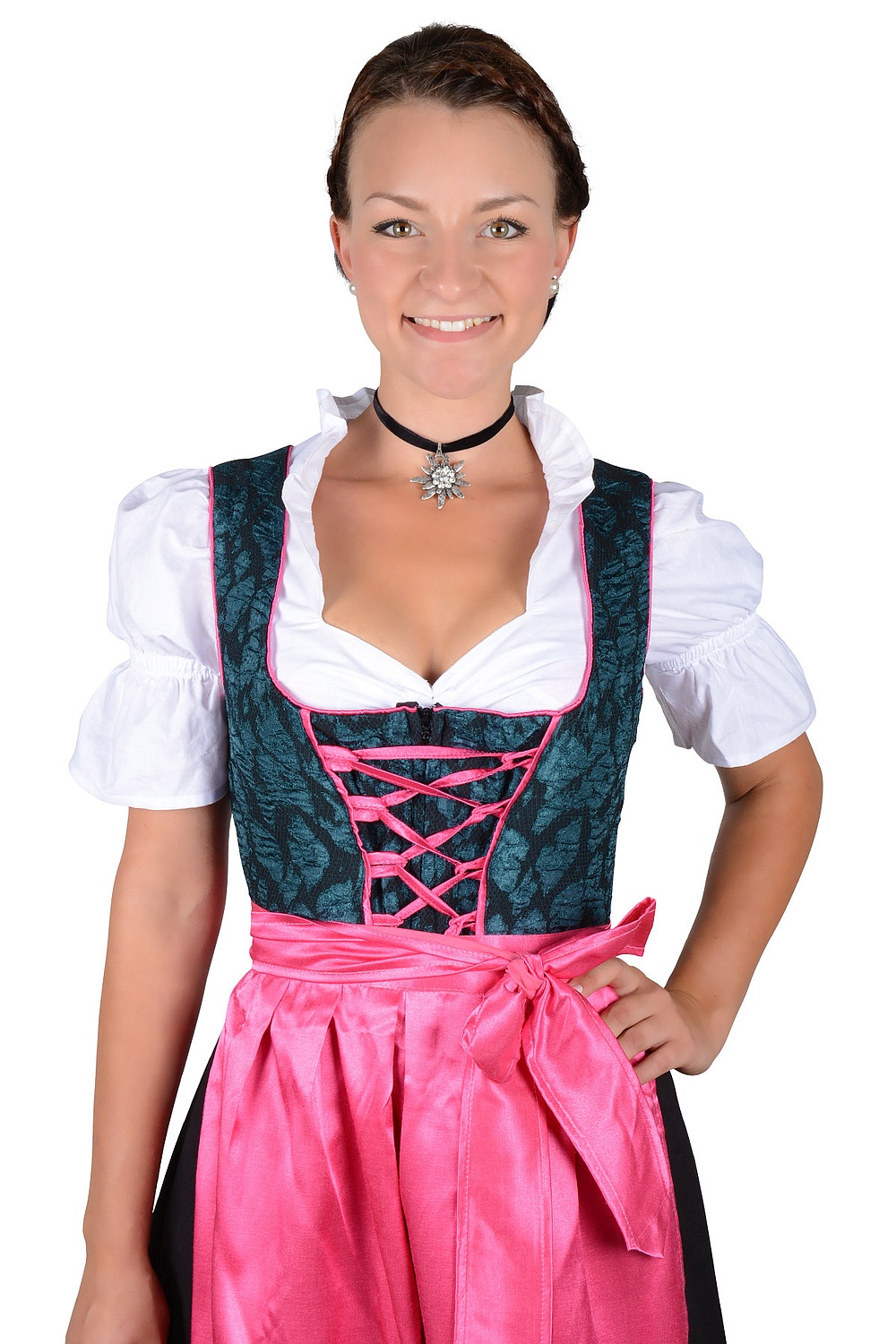 Bild von Mini Dirndl Lara pink petrol