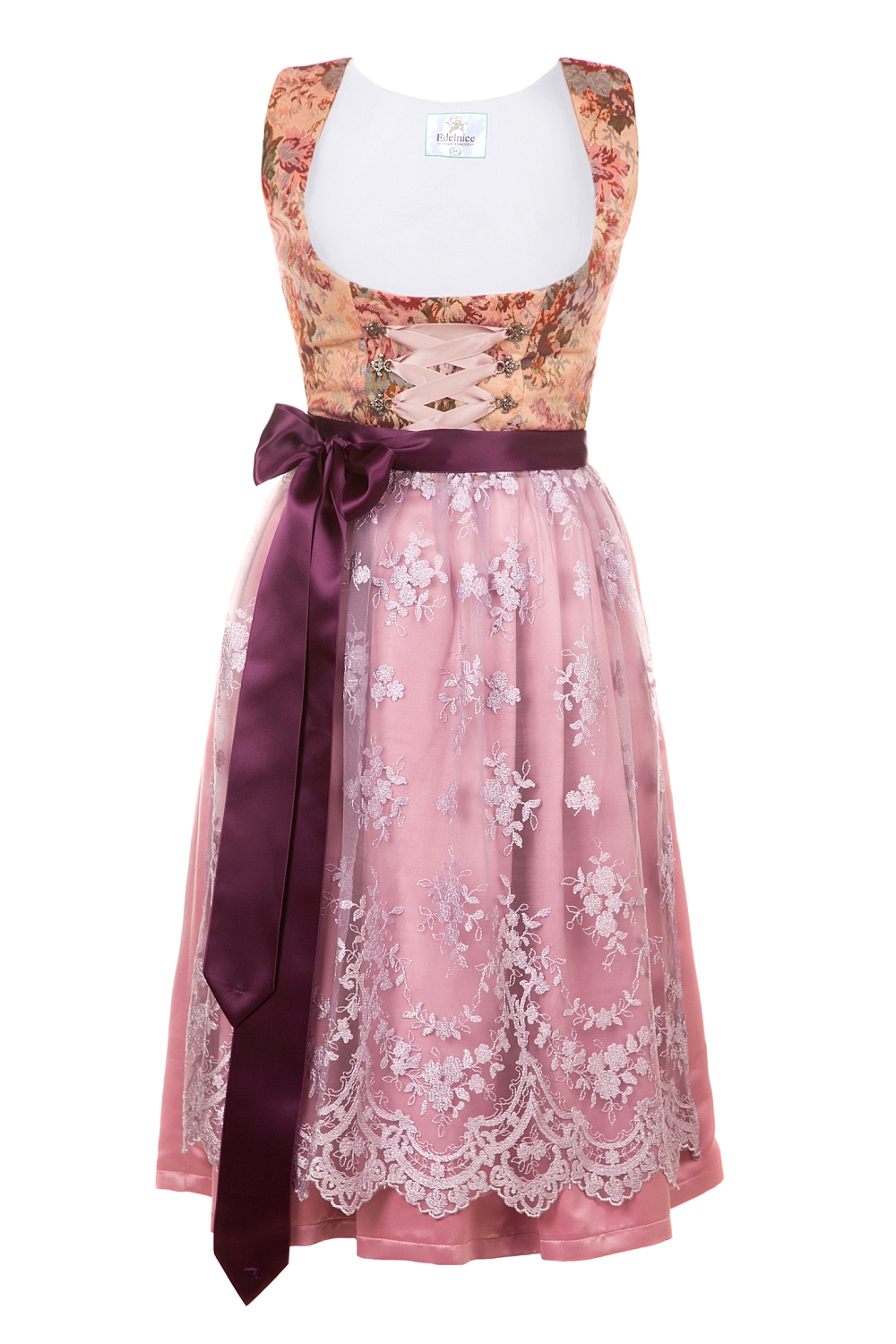 Bild von Midi Dirndl Made in Germany Rosenprinzessin lila rosé
