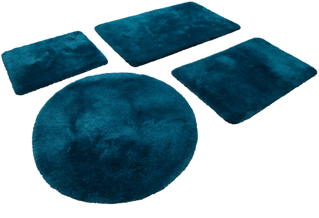 Bild von Homie Living Badematte Porto Azzurro, Höhe 30 mm, rutschhemmend beschichtet, fußbodenheizungsgeeignet, schnell trocknend, Polyester, rechteckig, Badteppich, uni, rechteckig & rund, waschbar, Badezimmerteppich