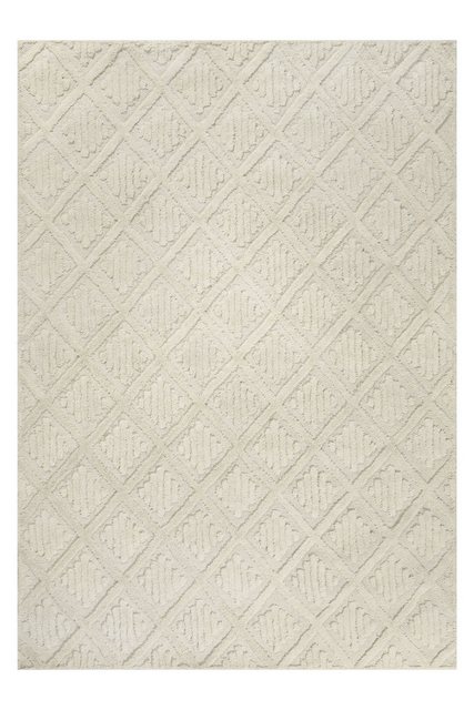 Bild von Wecon home Wollteppich »Hamptons SEVENTEEN«, rechteckig, 10 mm Höhe, Schurwolle, Kurzflor, Wohnzimmer, Schlafzimmer, elegant, Rauten Design