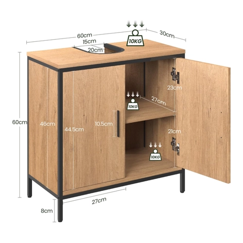 Bild von EUGAD Waschbeckenunterschrank 60x60x30 cm – Praktischer Badschrank für jedes Badezimmer
