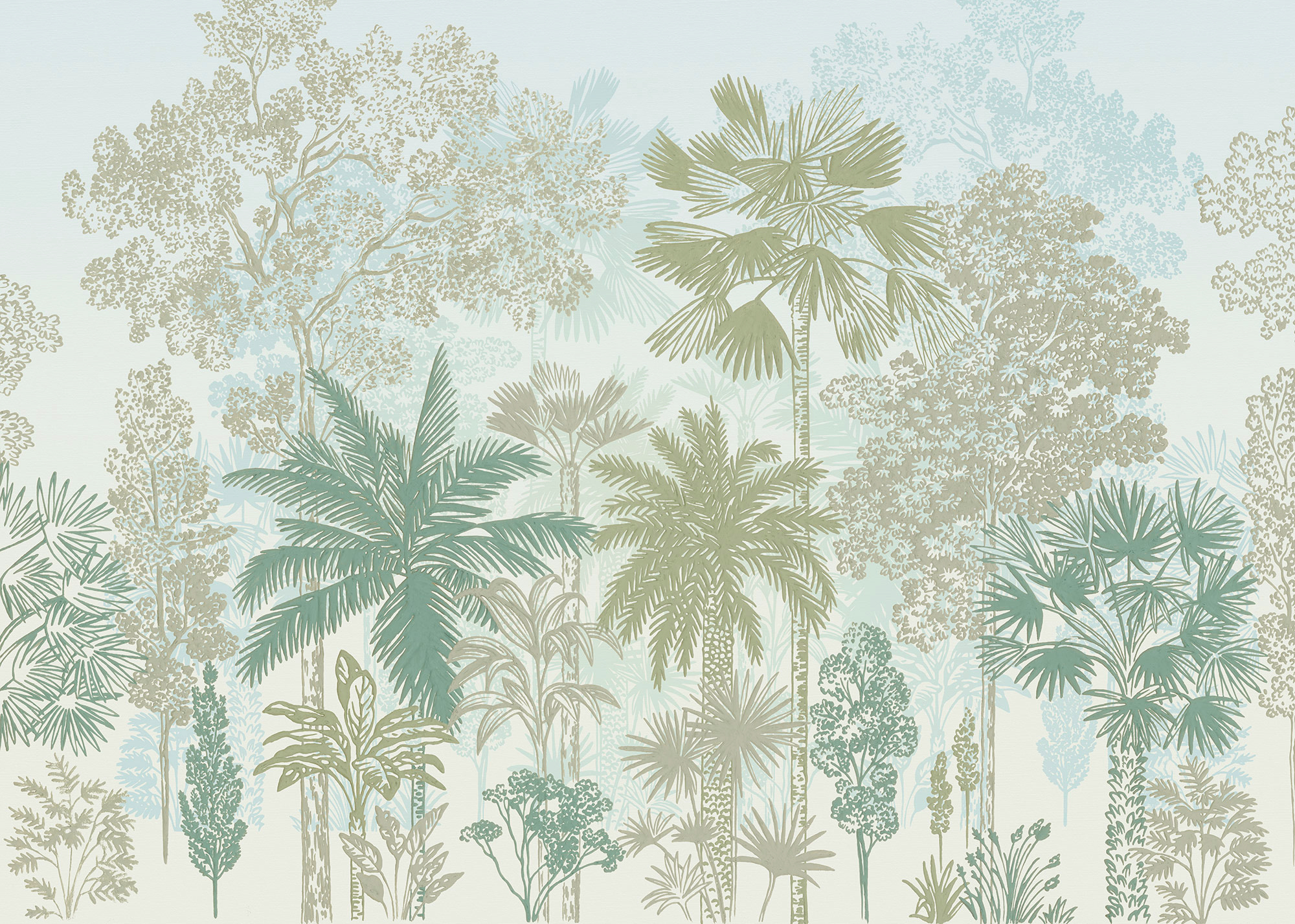 Bild von Komar Vlies Fototapete - Milla de Palma - Größe: 350 x 250 cm (Breite x Höhe) - Tapete, Design, Wohnzimmer, Wanddekoration, Schlafzimmer, Blätter, Palmen, Tropen, floral - LJX7-047