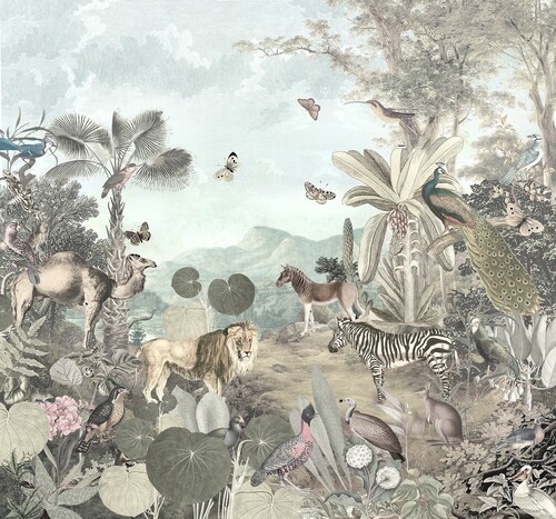 Bild von Komar Vlies Fototapete - Creation - Größe 300 x 280 cm (Breite x Höhe) - Wand Tapete Wohnzimmer Schlafzimmer Büro Flur Dekoration Jungle Wald Tiere Wandbild - R3-031