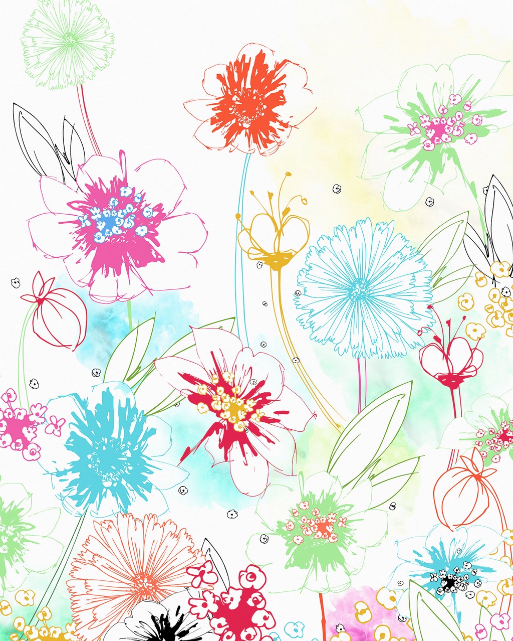 Bild von Komar Vlies Fototapete Joyful - Größe: 200 x 250 cm - 4 Bahnen, Bahnbreite 50 cm - Blumengemälde, Tapete, Dekoration, Wandtapete, Wandbild, Wandbelag, Designtapete - X4-1032