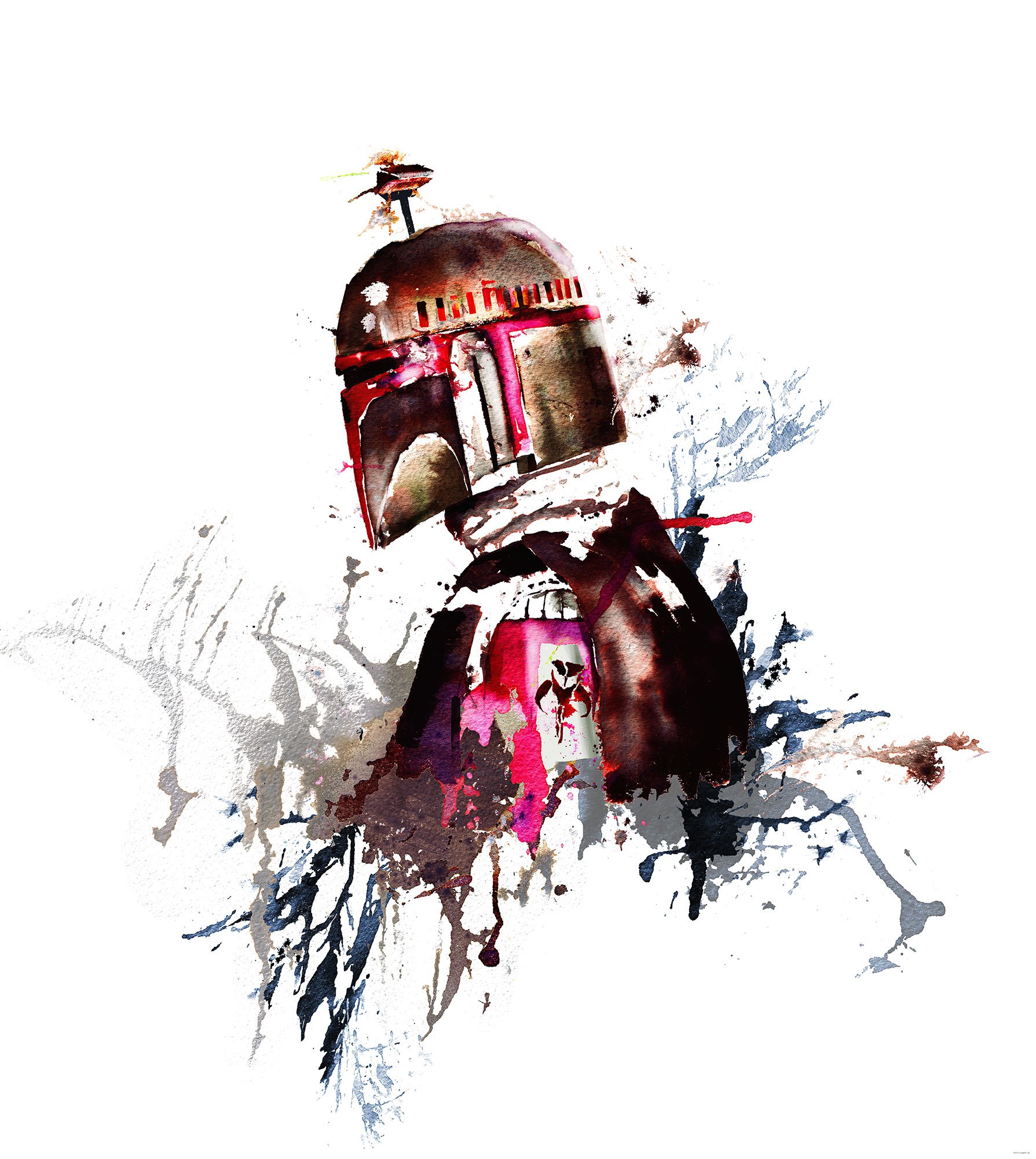 Bild von Disney Fototapete Star Wars Boba Fett Weiß und Rot 250 x 280 cm 612095