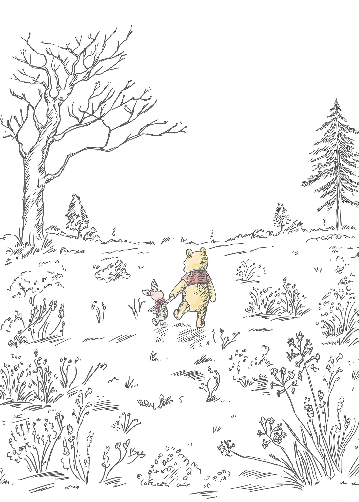 Bild von Komar Vliestapete Digitaldruck Vlies - Winnie the Pooh Walk - Größe 200 x 280 cm, glatt, bedruckt, Kinderzimmer