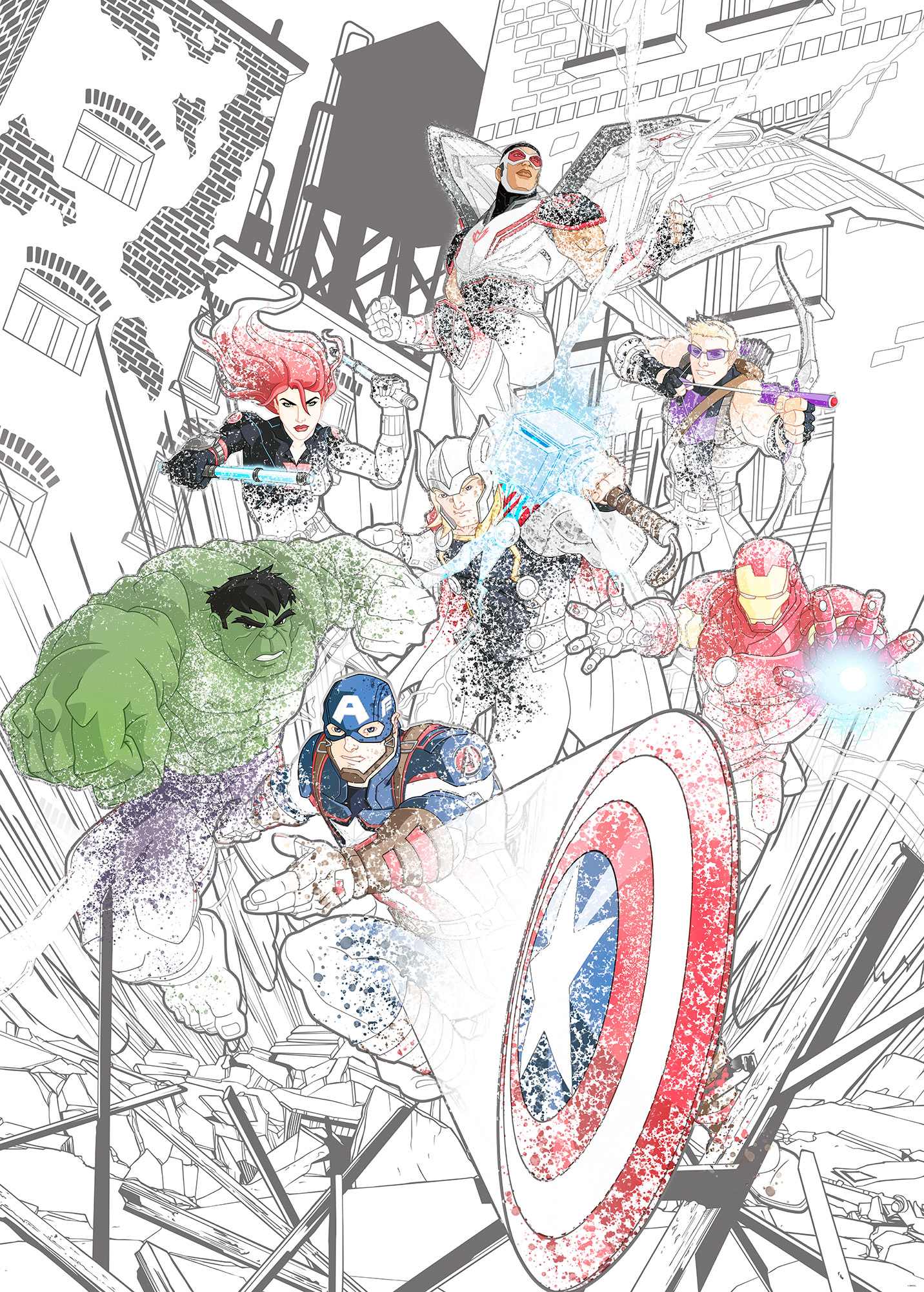 Bild von Komar Vliestapete Digitaldruck Vlies - Avengers Attack - Größe 200 x 280 cm, glatt, bedruckt, Kinderzimmer