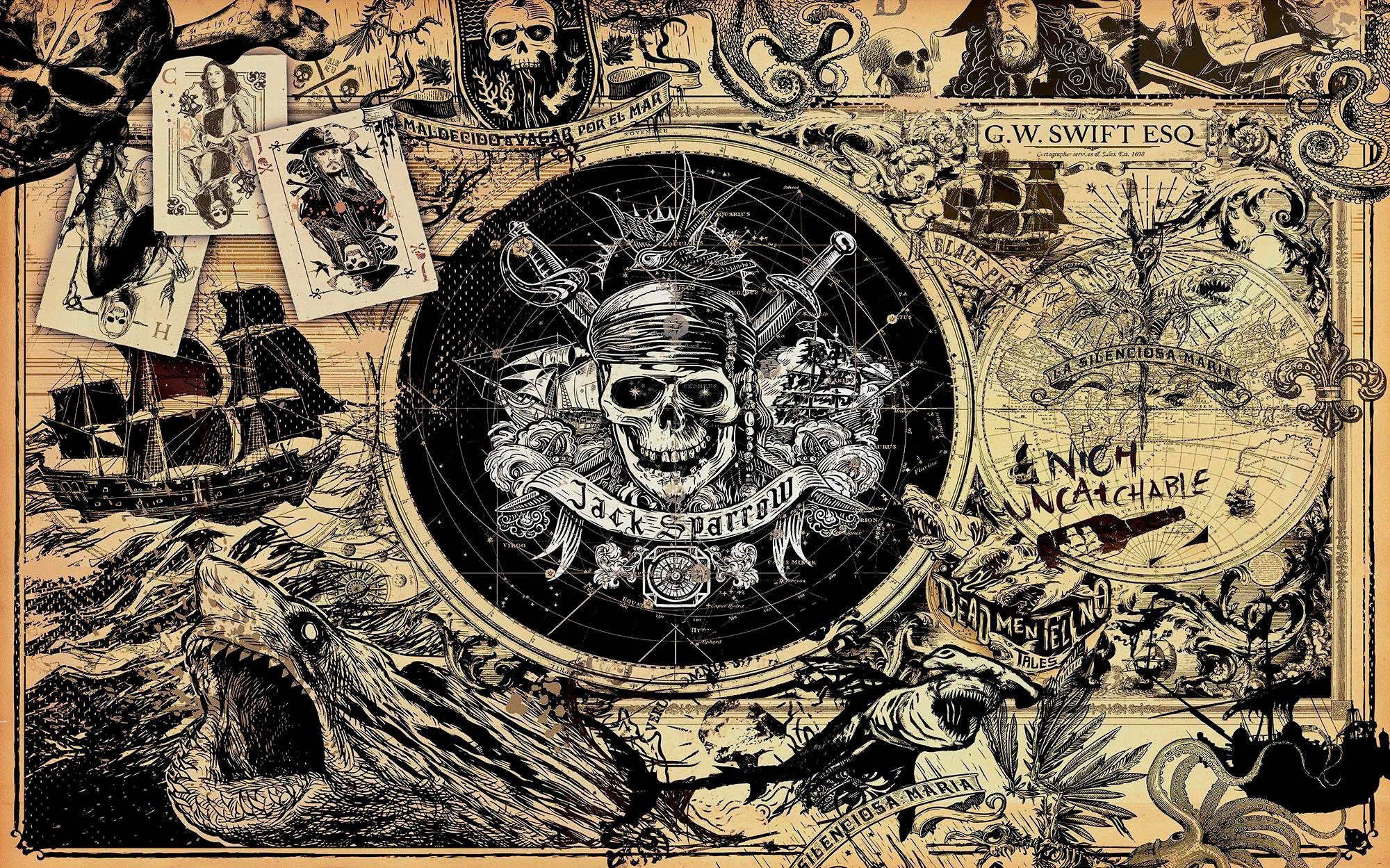 Bild von Komar Disney Vlies Fototapete | PIRATES OF THE CARIBBEAN 5 | 400 x 250 cm | Tapete, Wand, Kinderzimmer Dekoration, Pirat- 024-DVD4