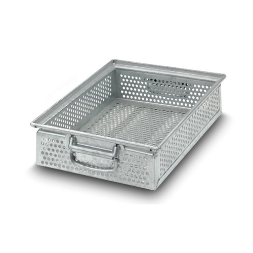 Bild von Stapelkasten aus Stahlblech mit feiner Lochung – ideal für Metallverarbeitung