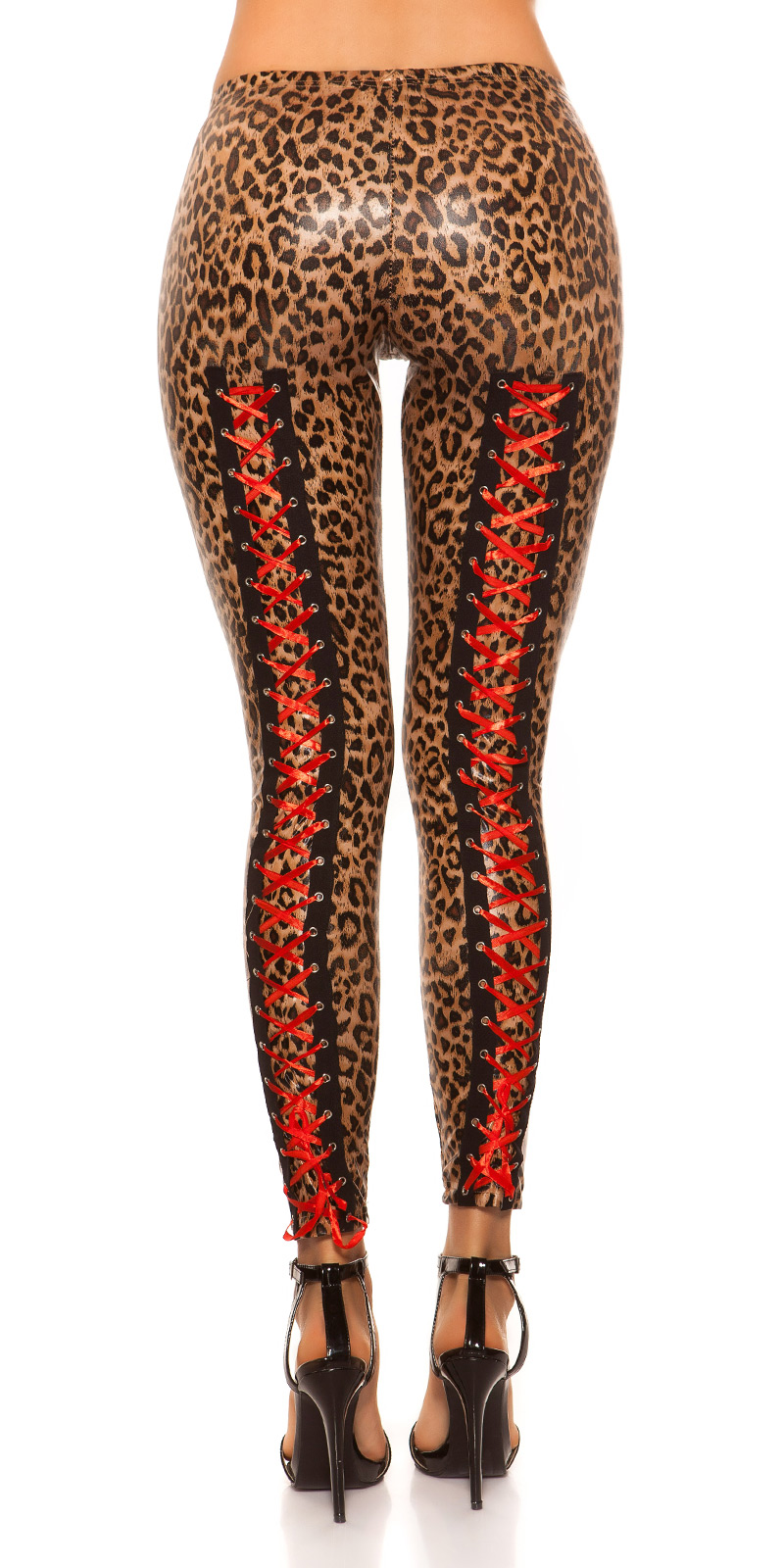 Bild von Glänzende Wet-Look-Leggings mit Corsagen-Schnürung