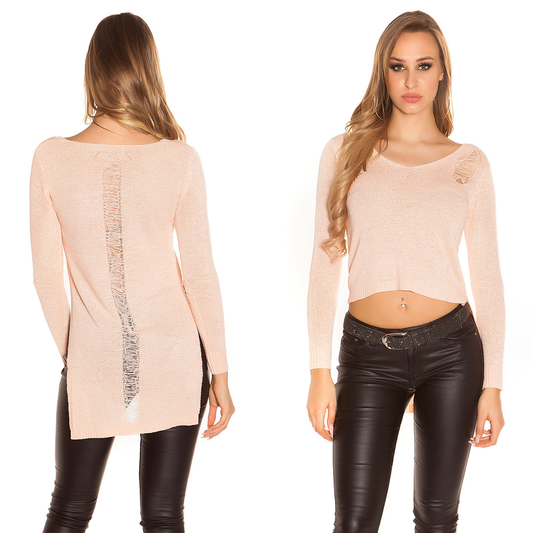 Bild von HighLow Strick Pullover Destroyed Look