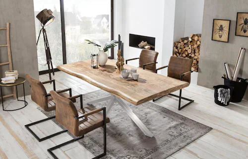 Bild von SIT Tisch »TABLES & CO«, HxT: 77 x 100 cm, Holz - braun | silberfarben