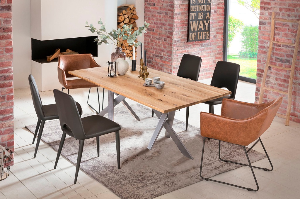 Bild von SIT Esstisch 220x100 cm 40 mm WildeicheMetall antiksilber 220x100x76 cm (15672-40)