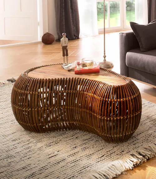 Bild von SIT Couchtisch "Rattan Vintage", 120/80 cm in Nierenform, Shabby Chic, Vintage