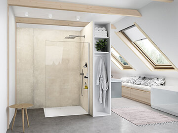 Bild von HÜPPE Select+ Seitenwand alleinstehend, Querbügel, 8mm Glasstärke, Breite 750mm, SL0301, Duschkabinen: Profilfarbe Black Edition Glas ESG klar
