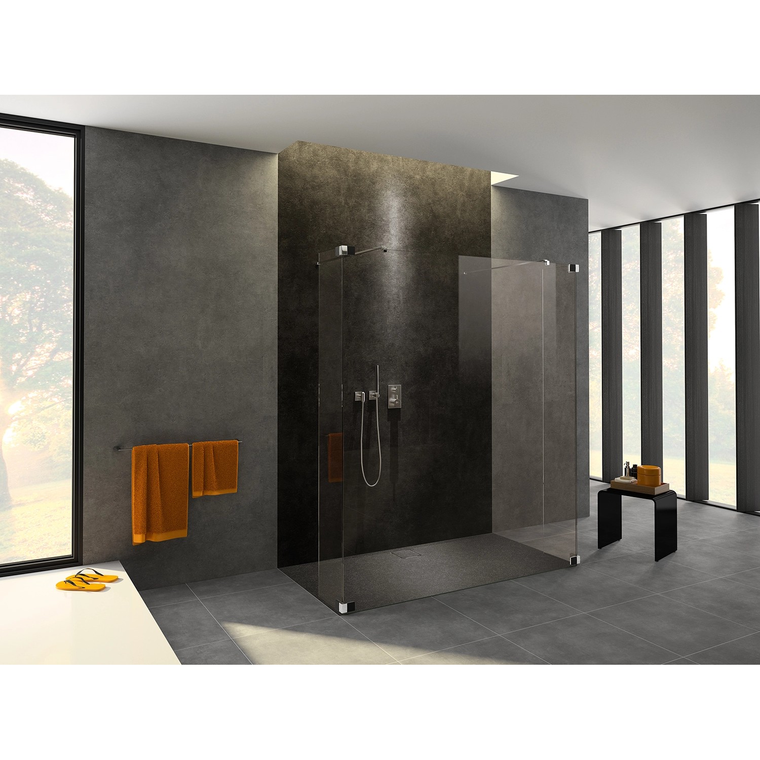 Bild von Hüppe EasyFlat Duschwanne, Ablauf lange Seite, rechteckig, 1000x900mm, EF0107, Farbe: Anthrazit Matt