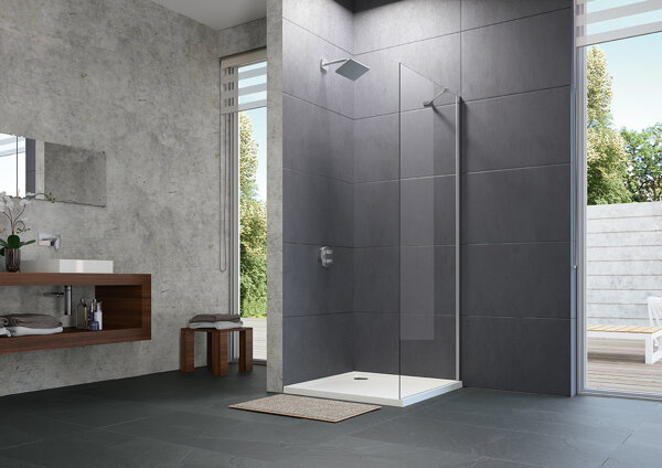 Bild von Hüppe Design pure 4-Eck Seitenwand für Schwingtür, Breite:80cm Höhe:175cm Anschlag li. & re., 8P1017, Duschkabinen: Profilfarbe White Edition Glas ESG Bronze