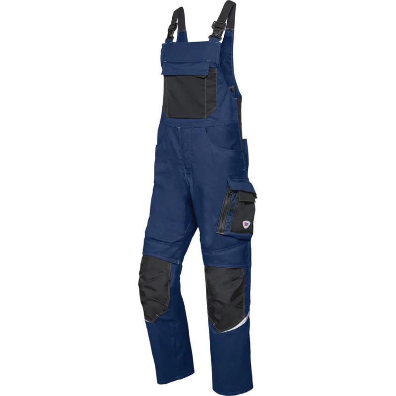Bild von BP 1979-570-1432 Latzhose mit Kniepolstertaschen - Stretch-Hosenträger - Verstellbarer Bund - 65% Polyester, 35% Baumwolle - Normale Passform - Größe: 48n - Farbe: nachtblau/schwarz