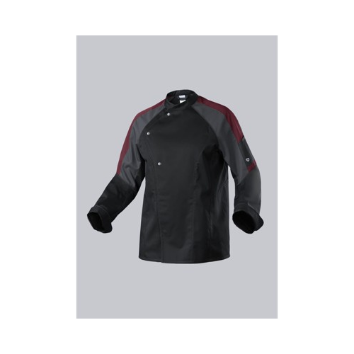 Bild von Kochjacke für Herren in Schwarz/Grau/Barolo, Größe 3XL