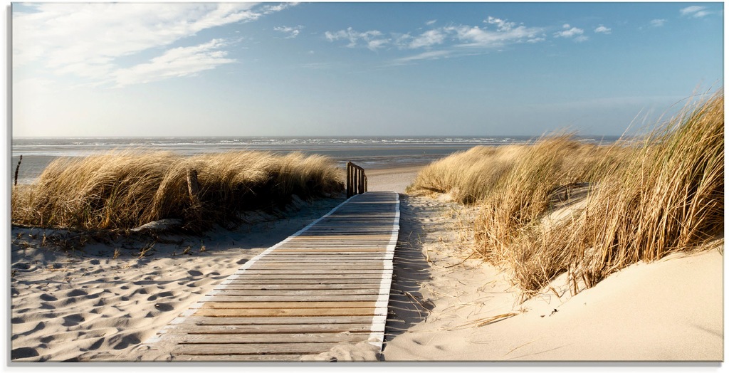 Bild von Artland Glasbild "Nordseestrand auf Langeoog - Steg", Strand, (1 St.), in verschiedenen Größen