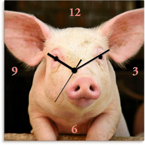 Bild von Artland Wanduhr »Vorwitziges Schwein«, wahlweise mit Quarz- oder Funkuhrwerk, lautlos ohne Tickgeräusche