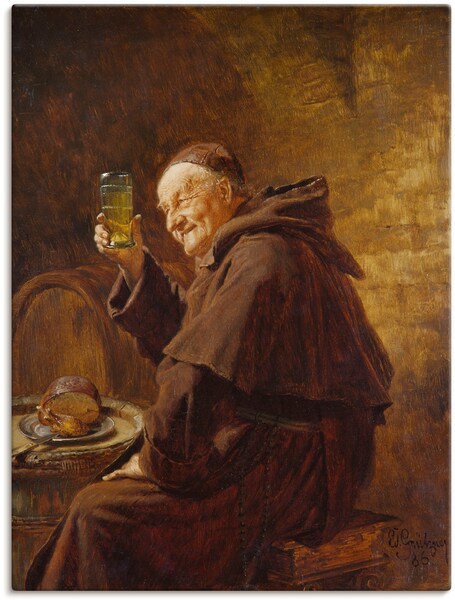 Bild von Artland Wandbild "Mönch bei der Weinprobe.", Mann, (1 St.), als Leinwandbild, Poster in verschied. Größen