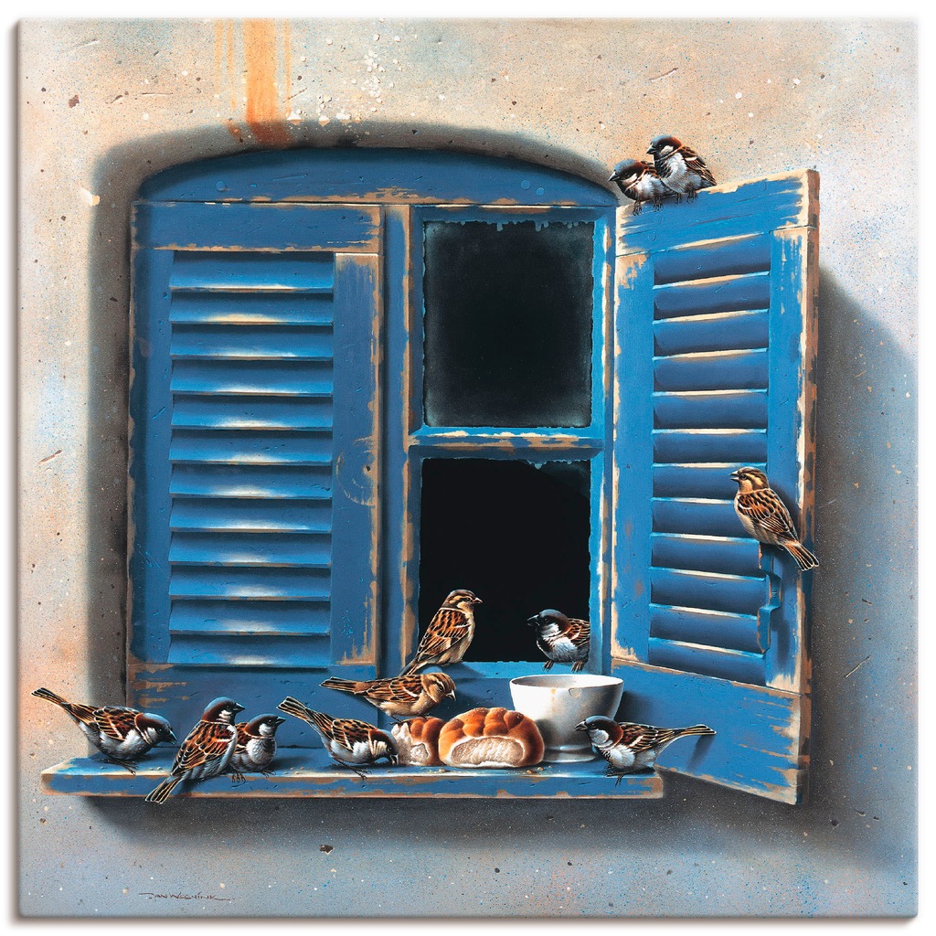 Bild von Artland Wandbild "Vogelbesuch II", Fenster & Türen, (1 St.), als Leinwandbild, Poster in verschied. Größen