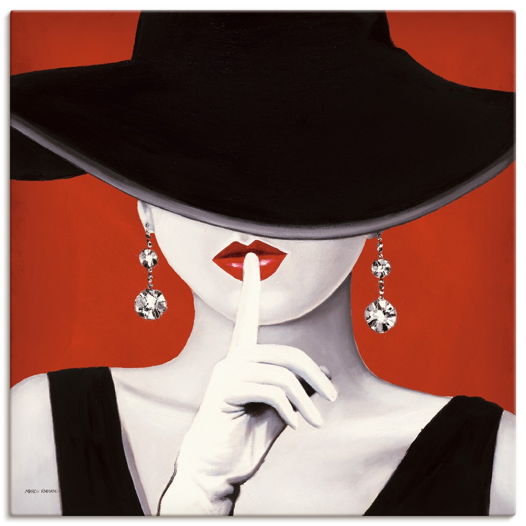 Bild von Wandbild ARTLAND "Hut ab I", rot, B:100cm H:100cm, Canvas, Leinwand, Bilder, als Leinwandbild, Poster, Wandaufkleber in verschied. Größen