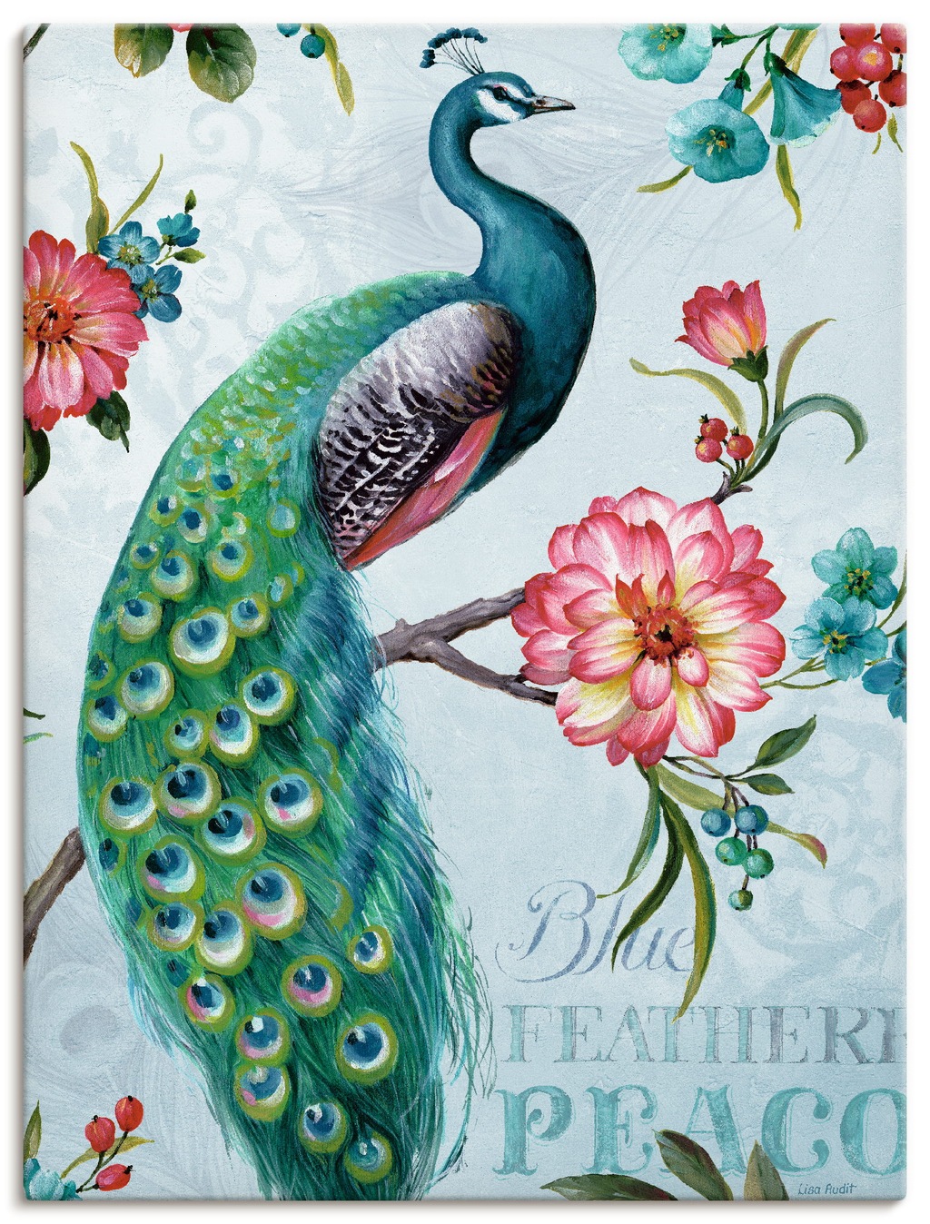 Bild von Artland Wandbild "Blau gepfederter Pfau", Vögel, (1 St.), als Leinwandbild, Poster, Wandaufkleber in verschied. Größen