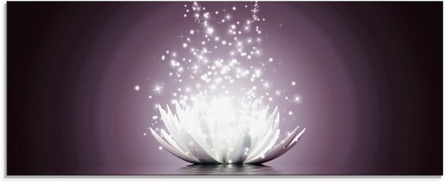 Bild von ARTland Wanddeko Glasbilder Wandbild Glas Bild einteilig 125x50 cm Querformat Asien Botanik Blumen Blüten Lotusblume Seerose Abstrakt Lila Violett S6CA