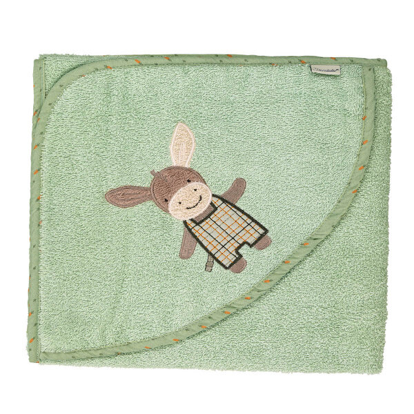 Bild von Sterntaler® Badetücher Kapuzenbadetuch 100 x 100 cm Emmilius, 100 % Baumwolle (1-St), Handtuch zum Baden - Badetuch 100x100 Esel Emmilius in Hellgrün - Handtuch aus weichem Frottee mit Stickmotiv Esel - Handtuch Kinder mit appliziertem Stickmotiv Esel