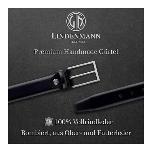 Bild von LINDENMANN Premium Ledergürtel Handmade in EU 35 mm schwarz