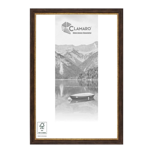 Bild von Clamaro Bilderrahmen 'ULRICH' - Antik Massivholz Braun Gold