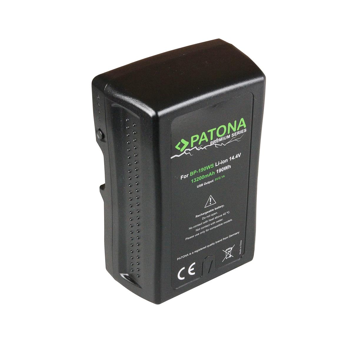 Bild von PATONA Premium V-Mount - Ersatz für Akku Sony BP-190WS (13200mAh) - BP-GL65 BP-GL65A BP-GL95 BP-GL95A BP-190S BP-C190S zu z. B. HDW-800P PDW-850 DSR-250P DSR-600P DSR-650P usw.